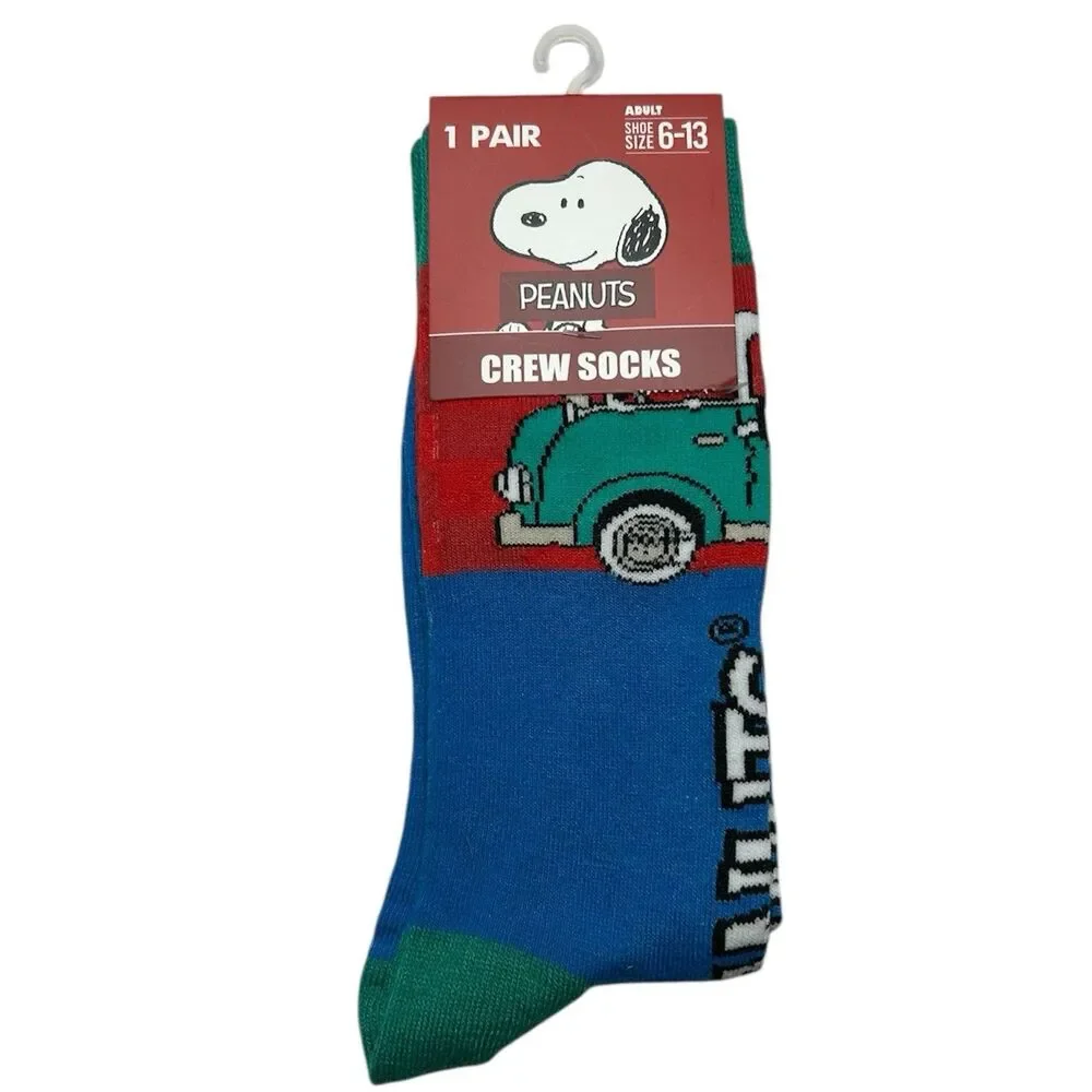 1x Peanut Snoopy Novelty Crew Socks Adult Set Size 6-13